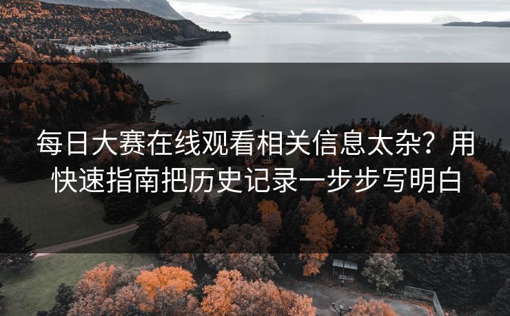 每日大赛在线观看相关信息太杂？用快速指南把历史记录一步步写明白