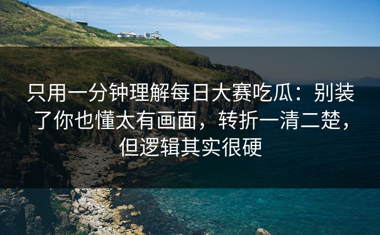 只用一分钟理解每日大赛吃瓜：别装了你也懂太有画面，转折一清二楚，但逻辑其实很硬
